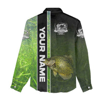 Crappie Fish Green Underwater Graphic Women Casual Shirt with Custom Name and Fishing Logo Design - Wonder Print Shop
