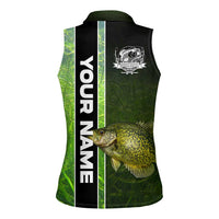 Crappie Fish Green Underwater Graphic Women Sleeveless Polo Shirt with Custom Name and Fishing Logo Design - Wonder Print Shop