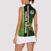 Crappie Fish Green Underwater Graphic Women Sleeveless Polo Shirt with Custom Name and Fishing Logo Design - Wonder Print Shop