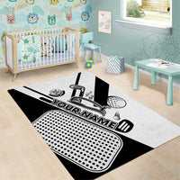 Golf Club Monochrome Design Area Rug with Golf Ball and Club Graphic and Custom Name Print - Wonder Print Shop