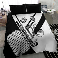 Golf Club Monochrome Design Bedding Set with Golf Ball and Club Graphic and Custom Name Print - Wonder Print Shop