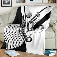 Golf Club Monochrome Design Blanket with Golf Ball and Club Graphic and Custom Name Print - Wonder Print Shop