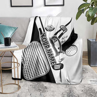 Golf Club Monochrome Design Blanket with Golf Ball and Club Graphic and Custom Name Print - Wonder Print Shop