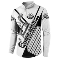 Golf Club Monochrome Design Button Sweatshirt with Golf Ball and Club Graphic and Custom Name Print - Wonder Print Shop