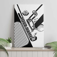 Golf Club Monochrome Design Canvas Wall Art with Golf Ball and Club Graphic and Custom Name Print - Wonder Print Shop