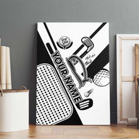 Golf Club Monochrome Design Canvas Wall Art with Golf Ball and Club Graphic and Custom Name Print - Wonder Print Shop