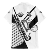 Golf Club Monochrome Design Family Matching Mermaid Dress and Hawaiian Shirt with Golf Ball and Club Graphic and Custom Name Print - Wonder Print Shop