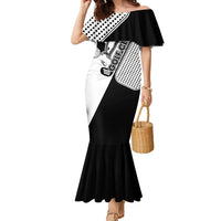 Golf Club Monochrome Design Family Matching Mermaid Dress and Hawaiian Shirt with Golf Ball and Club Graphic and Custom Name Print - Wonder Print Shop