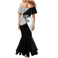 Golf Club Monochrome Design Family Matching Mermaid Dress and Hawaiian Shirt with Golf Ball and Club Graphic and Custom Name Print - Wonder Print Shop