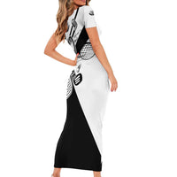 Golf Club Monochrome Design Family Matching Short Sleeve Bodycon Dress and Hawaiian Shirt with Golf Ball and Club Graphic and Custom Name Print - Wonder Print Shop