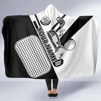 Golf Club Monochrome Design Hooded Blanket with Golf Ball and Club Graphic and Custom Name Print - Wonder Print Shop