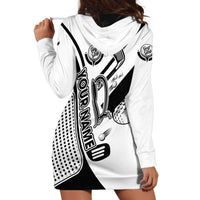 Golf Club Monochrome Design Hoodie Dress with Golf Ball and Club Graphic and Custom Name Print - Wonder Print Shop