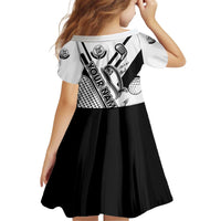 Golf Club Monochrome Design Kid Short Sleeve Dress with Golf Ball and Club Graphic and Custom Name Print - Wonder Print Shop