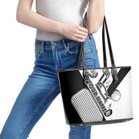Golf Club Monochrome Design Leather Tote Bag with Golf Ball and Club Graphic and Custom Name Print - Wonder Print Shop