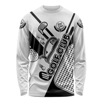 Golf Club Monochrome Design Long Sleeve Shirt with Golf Ball and Club Graphic and Custom Name Print - Wonder Print Shop