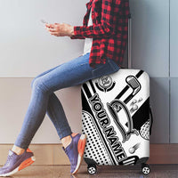 Golf Club Monochrome Design Luggage Cover with Golf Ball and Club Graphic and Custom Name Print - Wonder Print Shop