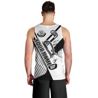 Golf Club Monochrome Design Men Tank Top with Golf Ball and Club Graphic and Custom Name Print - Wonder Print Shop