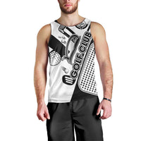 Golf Club Monochrome Design Men Tank Top with Golf Ball and Club Graphic and Custom Name Print - Wonder Print Shop