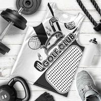 Golf Club Monochrome Design Men Tank Top with Golf Ball and Club Graphic and Custom Name Print - Wonder Print Shop