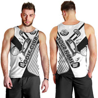 Golf Club Monochrome Design Men Tank Top with Golf Ball and Club Graphic and Custom Name Print - Wonder Print Shop