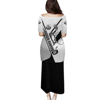 Golf Club Monochrome Design Puletasi with Golf Ball and Club Graphic and Custom Name Print - Wonder Print Shop
