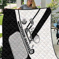 Golf Club Monochrome Design Quilt with Golf Ball and Club Graphic and Custom Name Print - Wonder Print Shop