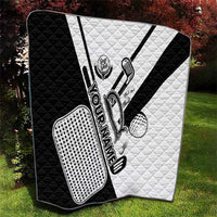 Golf Club Monochrome Design Quilt with Golf Ball and Club Graphic and Custom Name Print - Wonder Print Shop