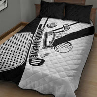 Golf Club Monochrome Design Quilt Bed Set with Golf Ball and Club Graphic and Custom Name Print - Wonder Print Shop