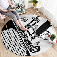 Golf Club Monochrome Design Round Carpet with Golf Ball and Club Graphic and Custom Name Print - Wonder Print Shop