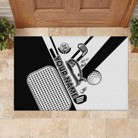 Golf Club Monochrome Design Rubber Doormat with Golf Ball and Club Graphic and Custom Name Print - Wonder Print Shop