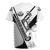 Golf Club Monochrome Design Rugby Jersey with Golf Ball and Club Graphic and Custom Name Print - Wonder Print Shop