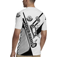 Golf Club Monochrome Design Rugby Jersey with Golf Ball and Club Graphic and Custom Name Print - Wonder Print Shop