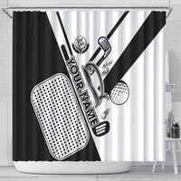Golf Club Monochrome Design Shower Curtain with Golf Ball and Club Graphic and Custom Name Print - Wonder Print Shop