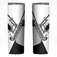 Golf Club Monochrome Design Skinny Tumbler with Golf Ball and Club Graphic and Custom Name Print - Wonder Print Shop
