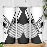 Golf Club Monochrome Design Skinny Tumbler with Golf Ball and Club Graphic and Custom Name Print - Wonder Print Shop
