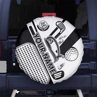 Golf Club Monochrome Design Spare Tire Cover with Golf Ball and Club Graphic and Custom Name Print - Wonder Print Shop