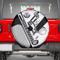 Golf Club Monochrome Design Spare Tire Cover with Golf Ball and Club Graphic and Custom Name Print - Wonder Print Shop