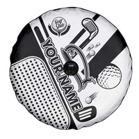 Golf Club Monochrome Design Spare Tire Cover with Golf Ball and Club Graphic and Custom Name Print - Wonder Print Shop