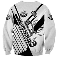 Golf Club Monochrome Design Sweatshirt with Golf Ball and Club Graphic and Custom Name Print - Wonder Print Shop