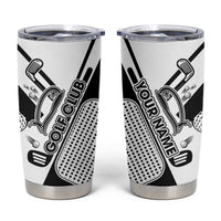 Golf Club Monochrome Design Tumbler Cup with Golf Ball and Club Graphic and Custom Name Print - Wonder Print Shop