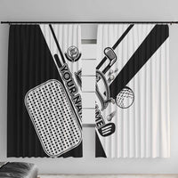 Golf Club Monochrome Design Window Curtain with Golf Ball and Club Graphic and Custom Name Print - Wonder Print Shop