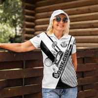 Golf Club Monochrome Design Women Polo Shirt with Golf Ball and Club Graphic and Custom Name Print - Wonder Print Shop