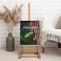 Musky Fishing Design Canvas Wall Art with American Flag Background and Custom Name Print - Wonder Print Shop