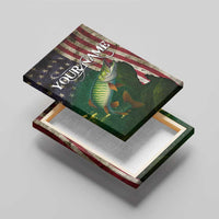 Musky Fishing Design Canvas Wall Art with American Flag Background and Custom Name Print - Wonder Print Shop