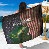 Musky Fishing Design Sarong with American Flag Background and Custom Name Print - Wonder Print Shop