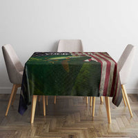 Musky Fishing Design Tablecloth with American Flag Background and Custom Name Print - Wonder Print Shop