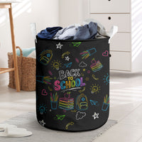 Back To School New Year New Chapter Laundry Basket Colorful Neon Chalkboard Doodle School Supplies