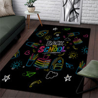 Back To School New Year New Chapter Area Rug Colorful Neon Chalkboard Doodle School Supplies