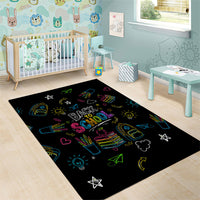 Back To School New Year New Chapter Area Rug Colorful Neon Chalkboard Doodle School Supplies
