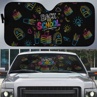 Back To School New Year New Chapter Auto Sun Shade Colorful Neon Chalkboard Doodle School Supplies